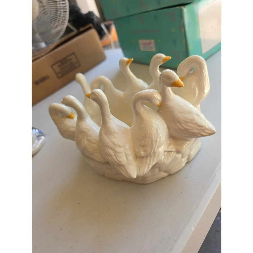 Vintage Holland Mold Ceramic Circle Of Geese Bowl or Flower Planter